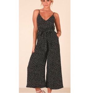 Showpo Black Jumpsuit with white dots